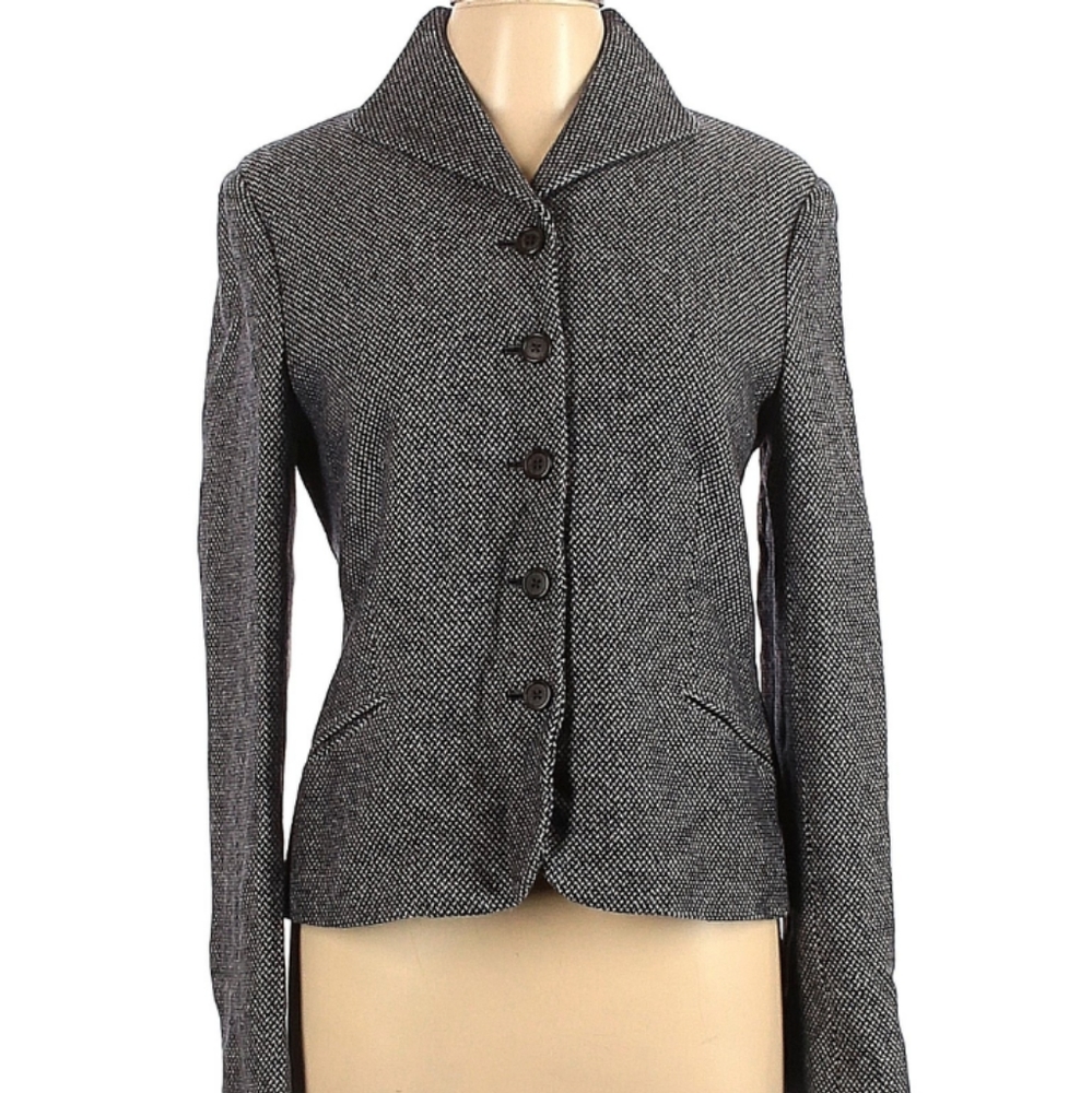 Lauren Ralph Lauren Virgin Wool Blazer Jacket Gray Blue Lady's 10